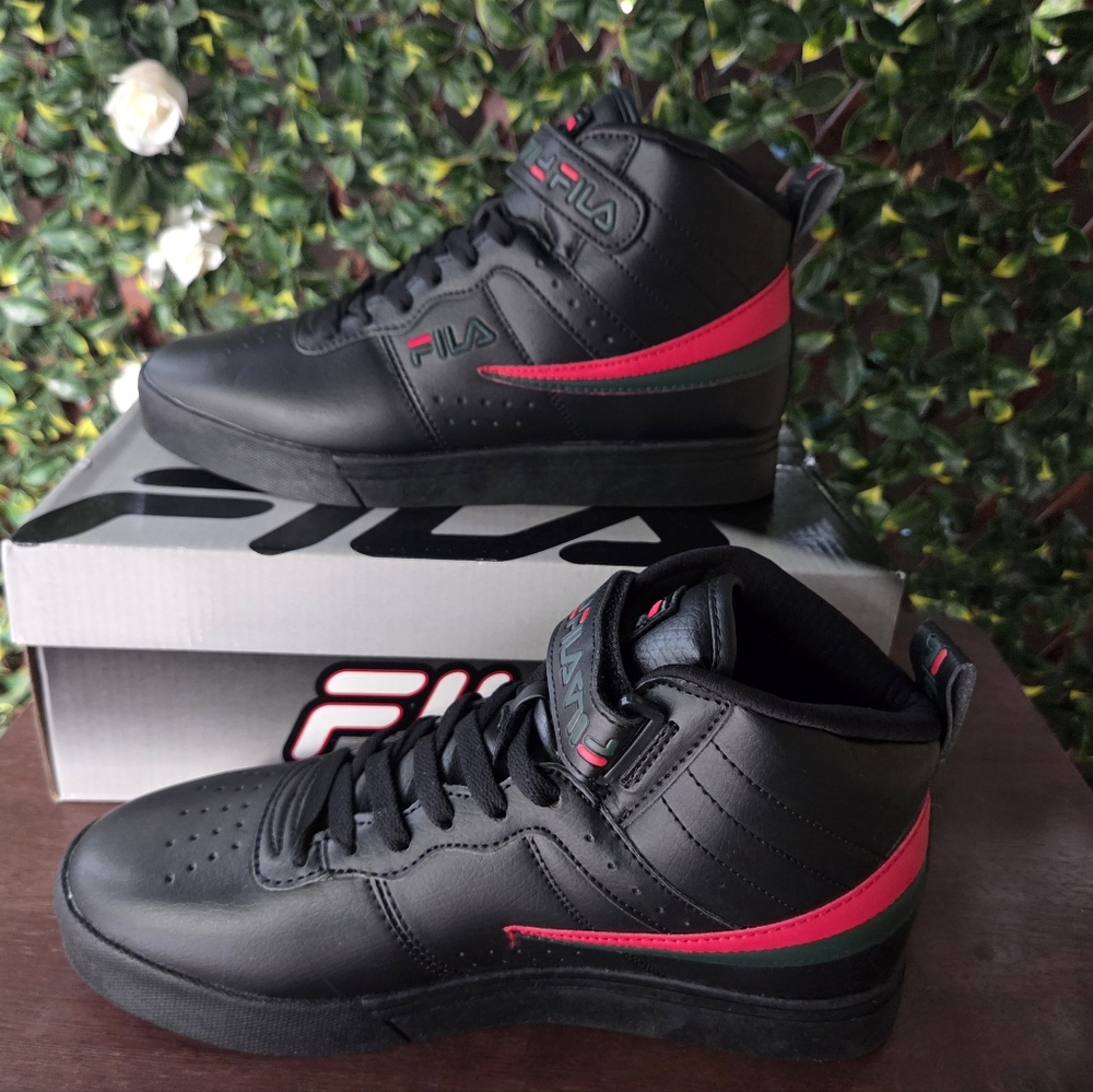 Fila Vulc 13 Repeat Logo Sneakers High Top Black Red Green Men Sz 7.5 EU 40 NIB